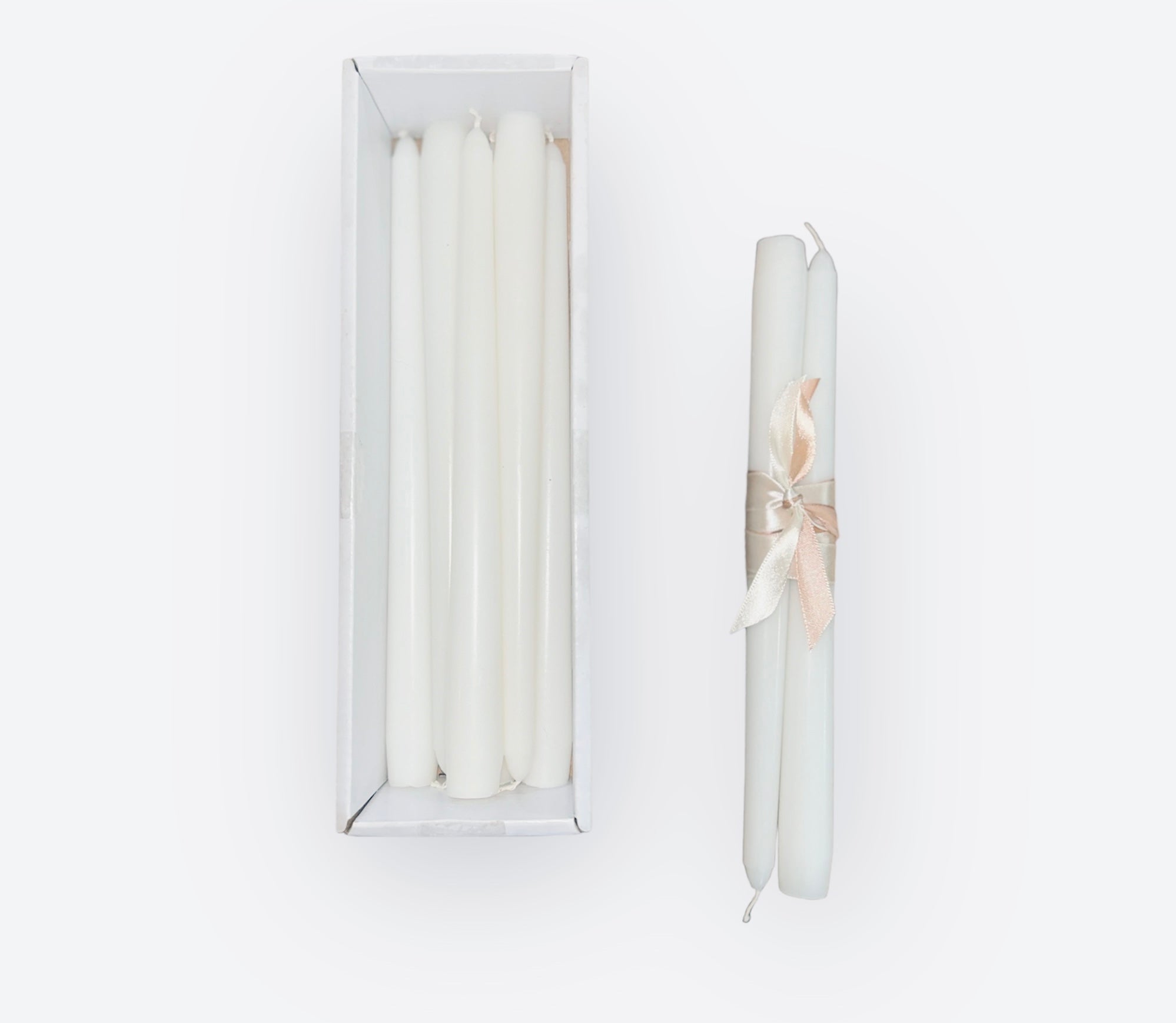 Pair of 2 Unscented Taper Candles, Shine Finish